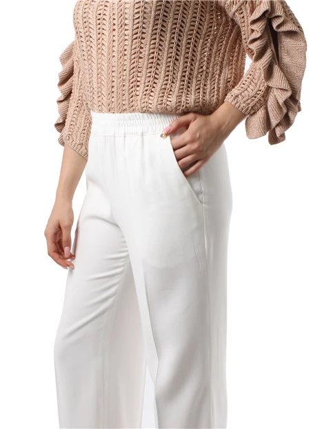 PANTALONI PALAZZO CON COULISSE IN VITA DONNA BIANCO