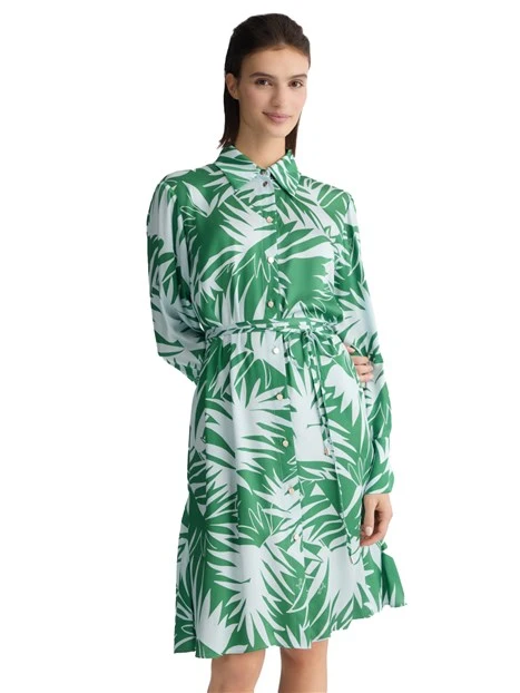VESTITO CHEMISIER A FANTASIA DONNA VERDE
