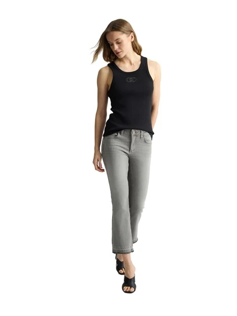 JEANS CROPPED SFRANGIATO DONNA GRIGIO