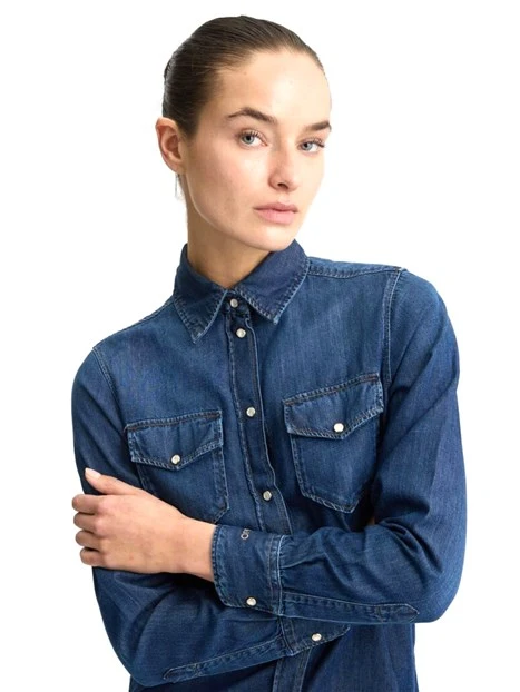 CAMICIA IN DENIM DONNA BLU SCURO
