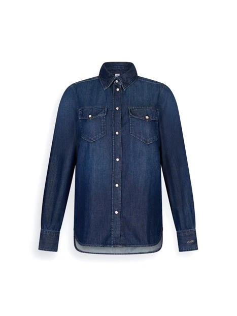 CAMICIA IN DENIM DONNA BLU SCURO