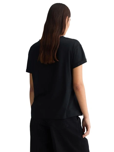 T-SHIRT MANICA CORTA CON STRASS DONNA NERO