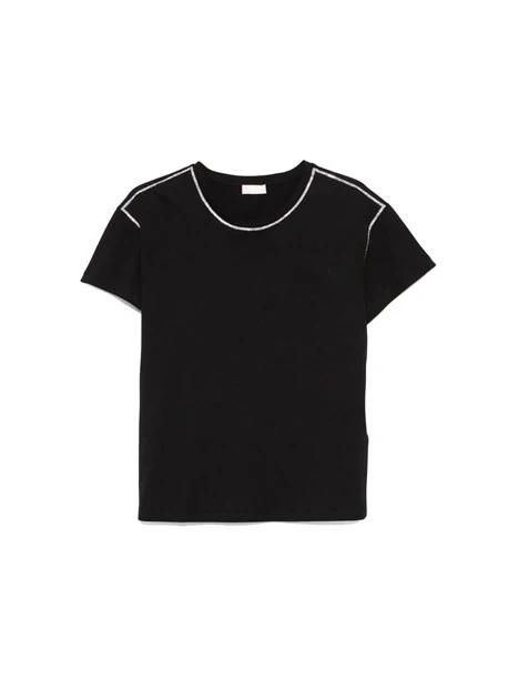 T-SHIRT MANICA CORTA CON DETTAGLI STRASS DONNA NERO