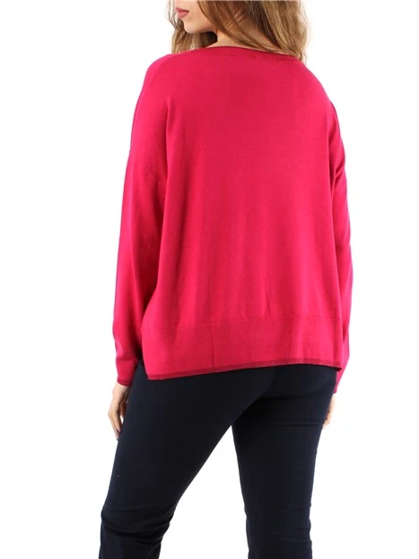 MAGLIA IN MISTO VISCOSA CON DETTAGLI LUREX DONNA FUCSIA
