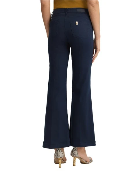 PANTALONI A ZAMPA CON BOTTONI GIOIELLO DONNA BLU NAVY