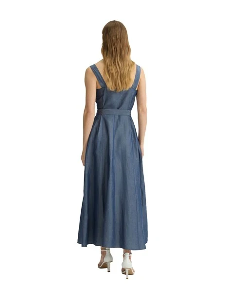VESTITO LUNGO IN LINO DONNA BLU