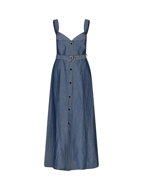 VESTITO LUNGO IN LINO DONNA BLU