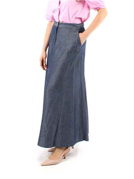 GONNA LUNGA IN MISTO LINO DONNA BLU