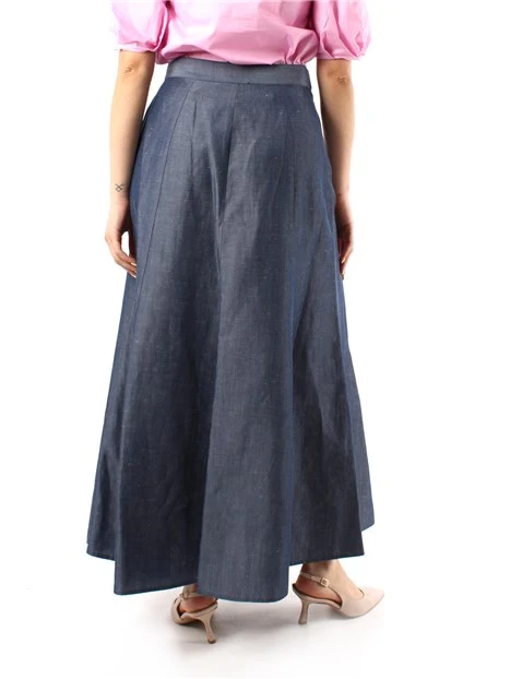 GONNA LUNGA IN MISTO LINO DONNA BLU