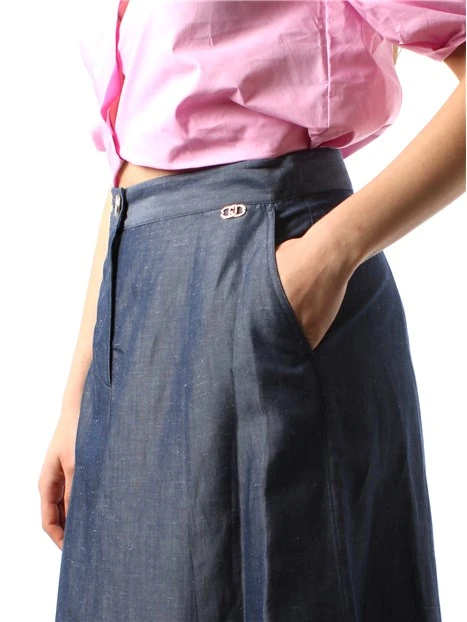 GONNA LUNGA IN MISTO LINO DONNA BLU