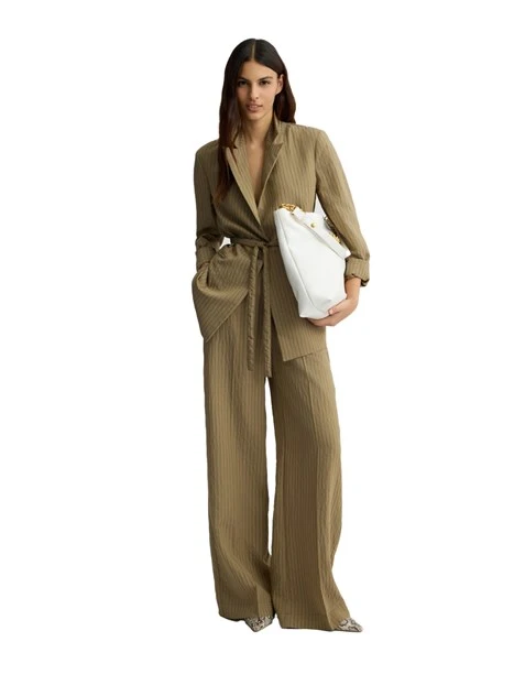 GIACCA BLAZER A RIGHE DONNA VERDE
