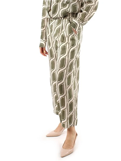 PANTALONI CROPPED AMPI A FANTASIA DONNA VERDE
