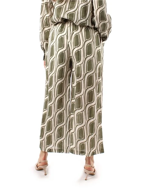 PANTALONI CROPPED AMPI A FANTASIA DONNA VERDE