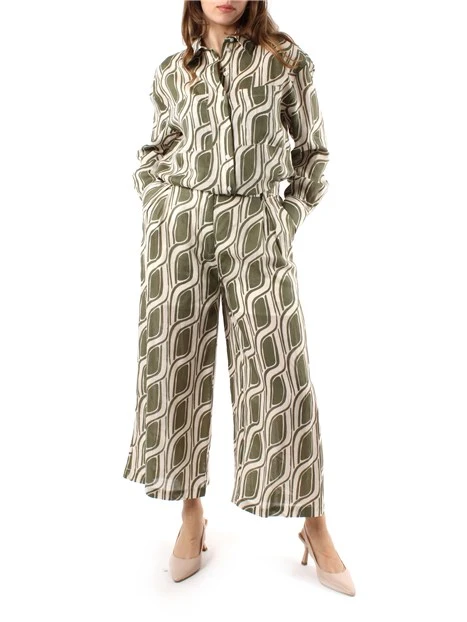 PANTALONI CROPPED AMPI A FANTASIA DONNA VERDE