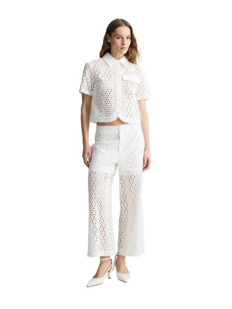 CAMICIA CROPPED CON RICAMO SANGALLO DONNA BIANCO