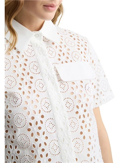 CAMICIA CROPPED CON RICAMO SANGALLO DONNA BIANCO