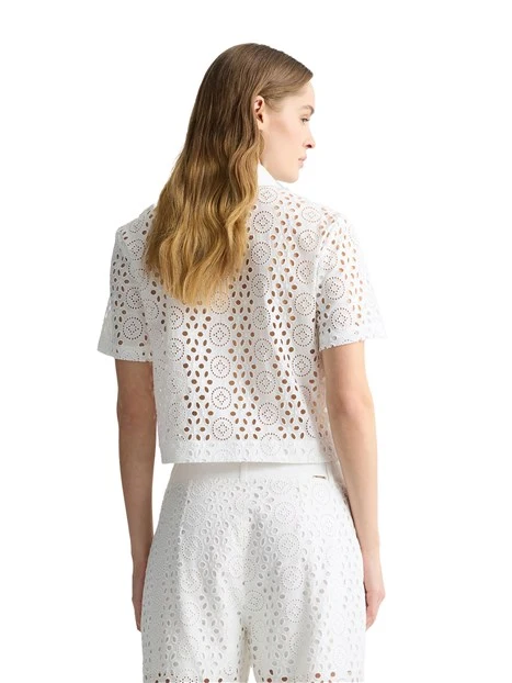 CAMICIA CROPPED CON RICAMO SANGALLO DONNA BIANCO