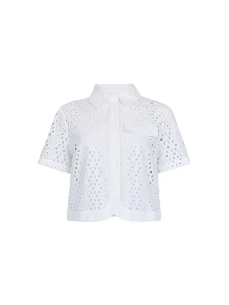 CAMICIA CROPPED CON RICAMO SANGALLO DONNA BIANCO
