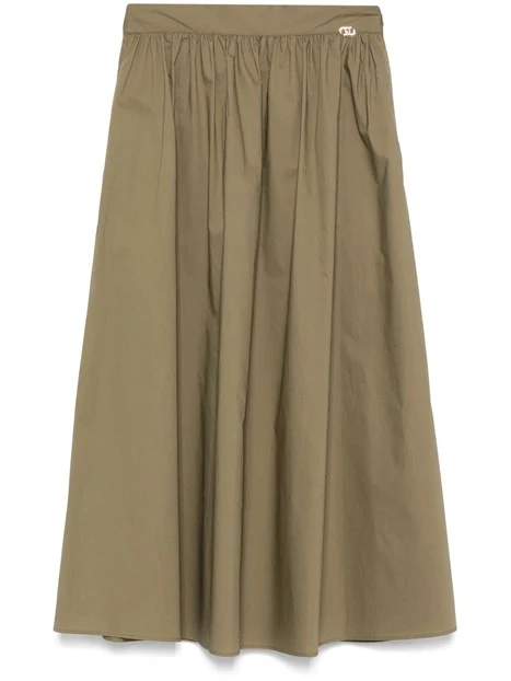 GONNA LUNGA IN POPELINE DI COTONE DONNA VERDE