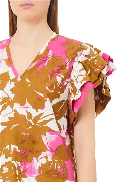 VESTITO CORTO CON SCOLLO A V DONNA FUCSIA