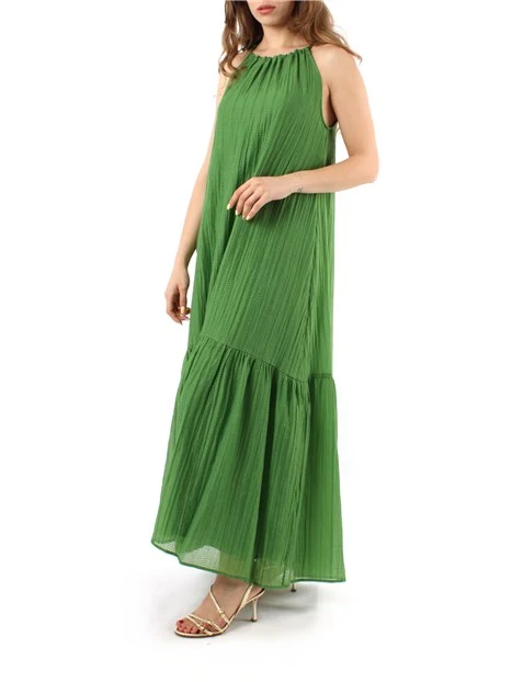 VESTITO LUNGO CON COLLO ALL’AMERICANA DONNA VERDE