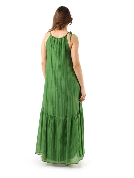VESTITO LUNGO CON COLLO ALL’AMERICANA DONNA VERDE