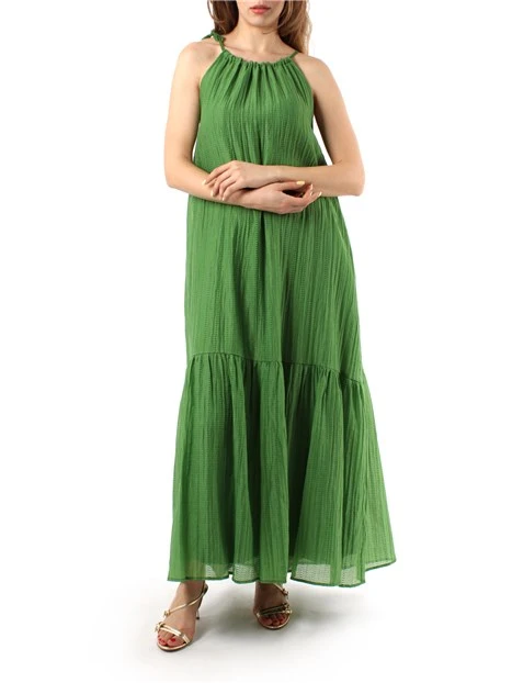 VESTITO LUNGO CON COLLO ALL’AMERICANA DONNA VERDE