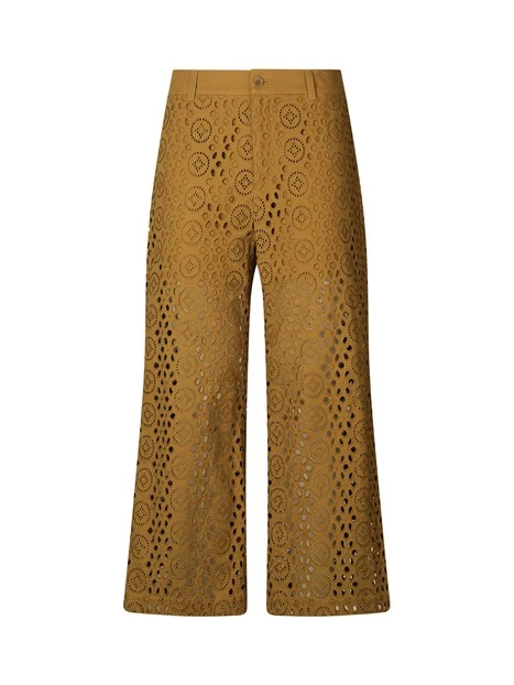 PANTALONI CROPPED CON RICAMI DONNA CARAMELLO