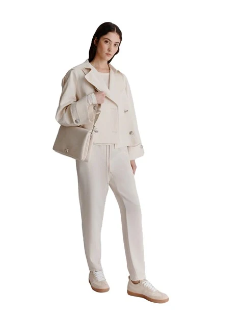 BLOUSON DOPPIOPETTO IN MISTO LINO E COTONE DONNA BIANCO