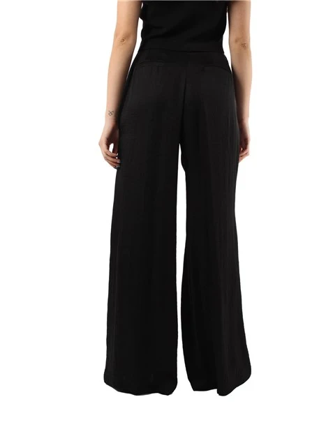PANTALONI PALAZZO IN TWILL DI VISCOSA DONNA NERO