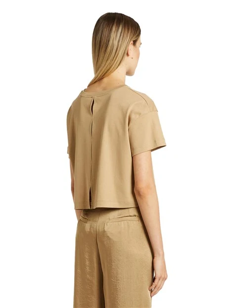T-SHIRT MANICA CORTA IN JERSEY DI PURO COTONE DONNA BEIGE