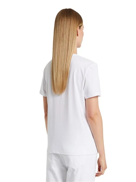 T-SHIRT A MANICA CORTA CON STAMPA FLOREALE RICAMATA DONNA BIANCO