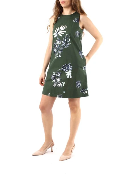 VESTITO SVASATO A FANTASIA DONNA VERDE