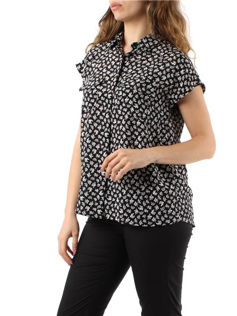 BLUSA A FANTASIA IN PURA SETA DONNA NERO