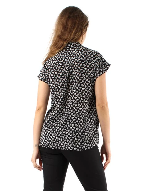 BLUSA A FANTASIA IN PURA SETA DONNA NERO