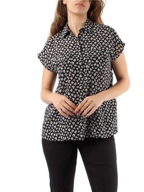 BLUSA A FANTASIA IN PURA SETA DONNA NERO