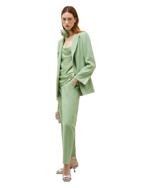 PANTALONI CHINO CRÊPE ENVER SATIN DONNA VERDE