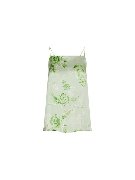 TOP FIORATO IN PURA SETA DONNA VERDE