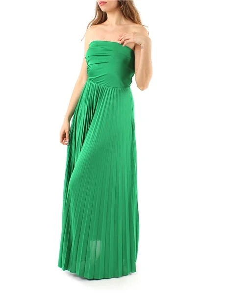 VESTITO LUNGO IN JERSEY PLISSÈ DONNA VERDE