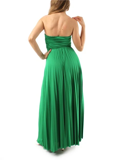 VESTITO LUNGO IN JERSEY PLISSÈ DONNA VERDE