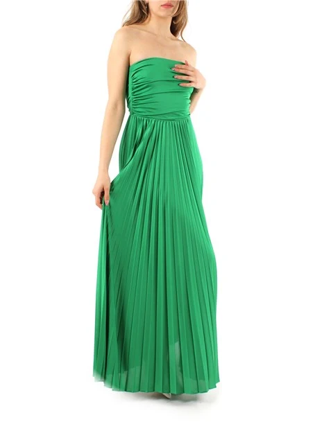 VESTITO LUNGO IN JERSEY PLISSÈ DONNA VERDE