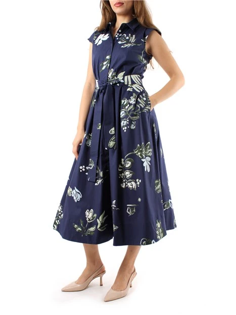 ABITO LUNGO A FANTASIA FLOREALE DONNA BLU