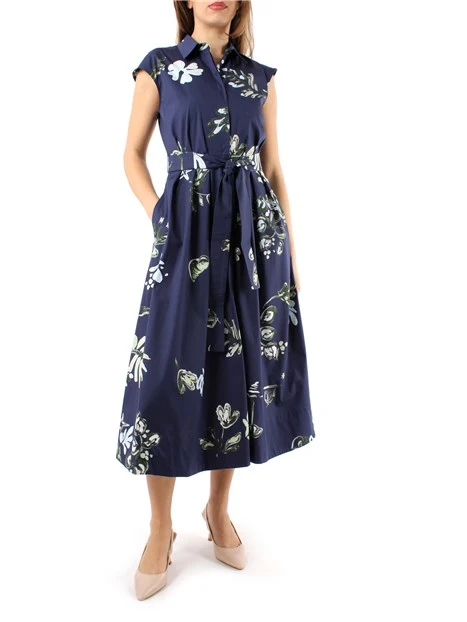 ABITO LUNGO A FANTASIA FLOREALE DONNA BLU