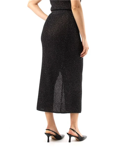 GONNA LUNGA CON SPACCO IN LUREX DONNA NERO