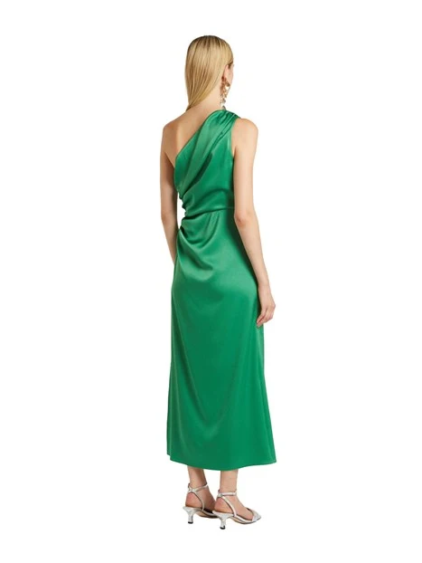 VESTITO LUNGO MONOSPALLA IN SATIN DONNA VERDE
