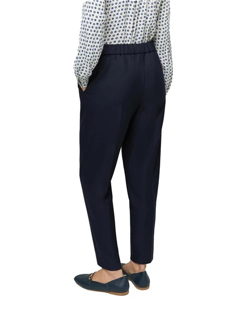 PANTALONI CROPPED IN TWILL DONNA BLU NOTTE