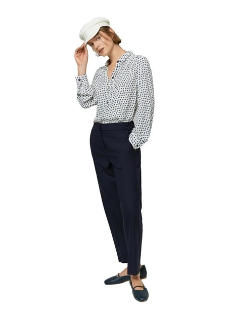 PANTALONI CROPPED IN TWILL DONNA BLU NOTTE