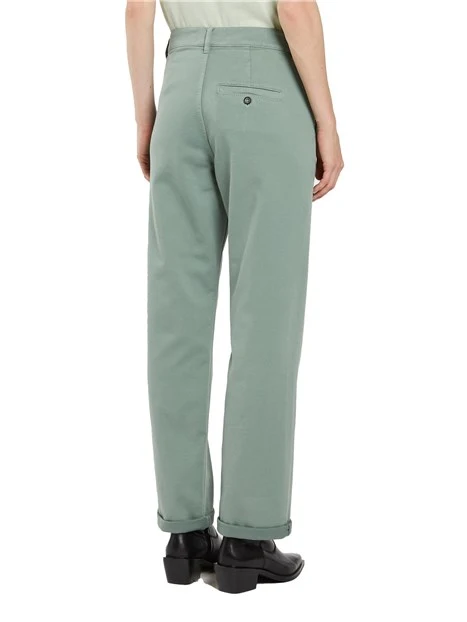 PANTALONI A SIGARETTA IN RASO DI COTONE DONNA VERDE
