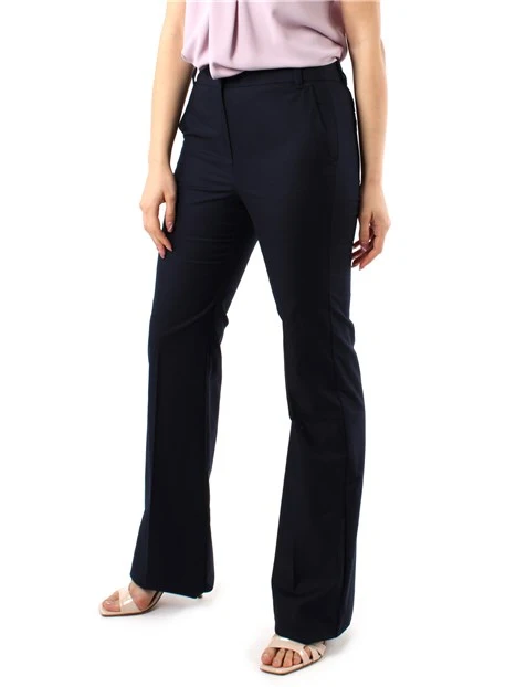 PANTALONI A ZAMPA IN MISTO COTONE DONNA BLU NOTTE