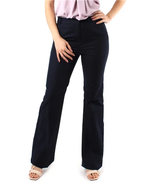 PANTALONI A ZAMPA IN MISTO COTONE DONNA BLU NOTTE